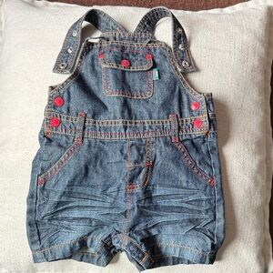 Charming Kids Denim summer Overalls with Red Accents